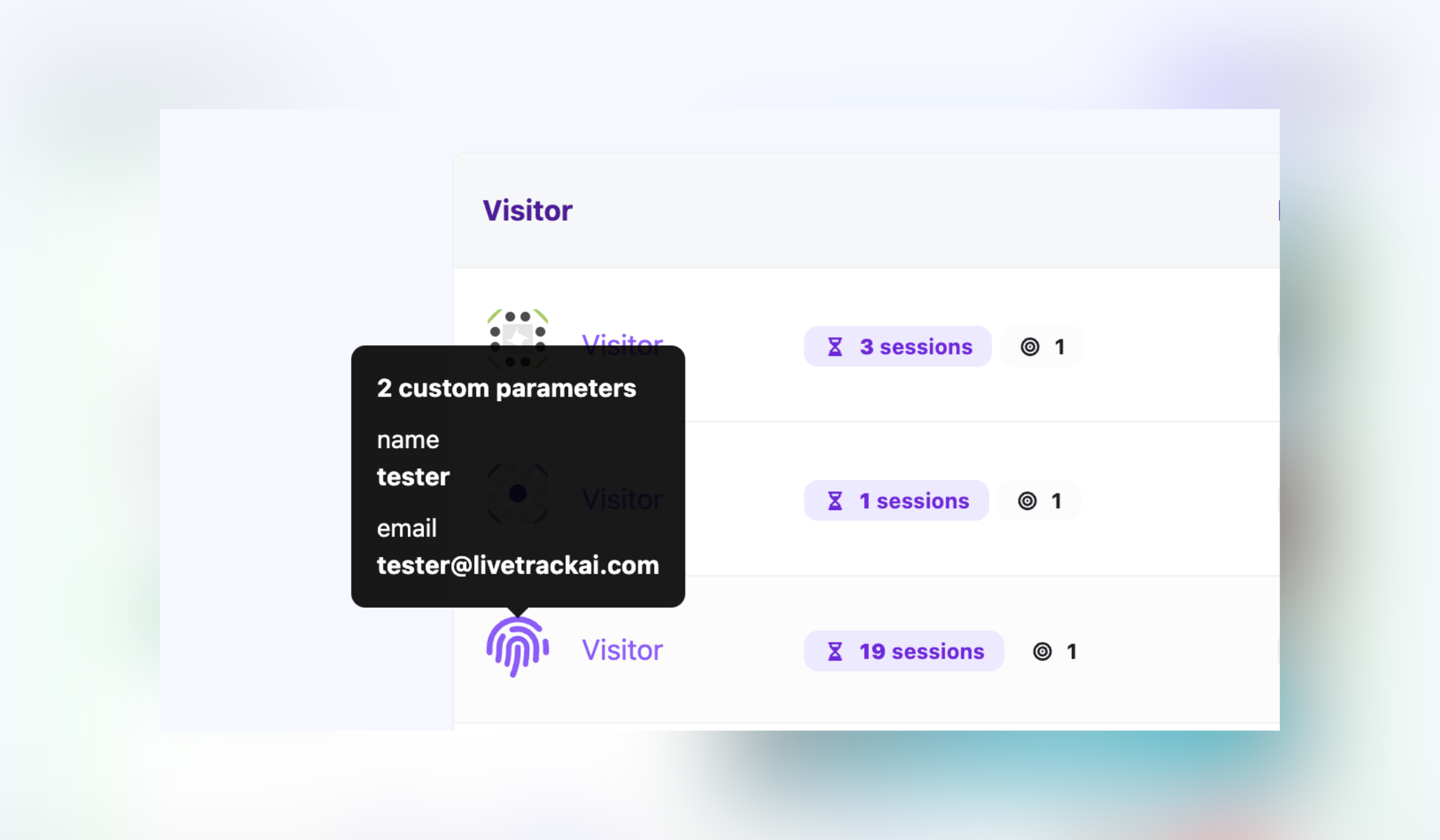 Screenshot of the app visitor custom parameters example